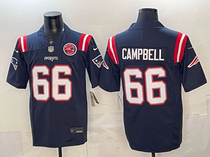 Men 2026 New England Patriots #66 Campbell Blue 3th generations Nike Limited NFL Jersey style 0006